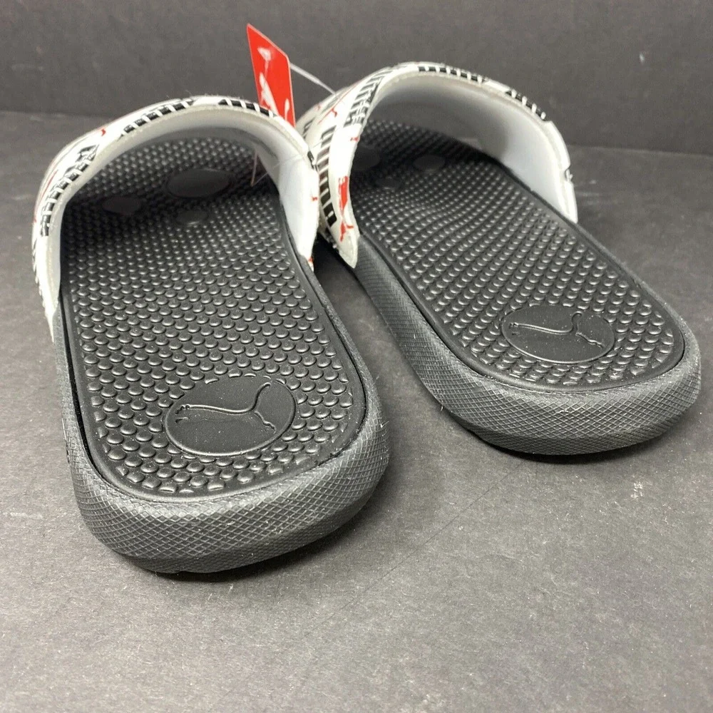 Puma Junior Size 7 Cool Cat Bold Boys BX JR Slide Sandals White Black Red Kid 7C